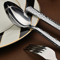 Ensemble de couverts en acier inoxydable avec manche en acier, couteau à steak épaissi, fourchette et cuillère, idéal pour mariage et restaurant