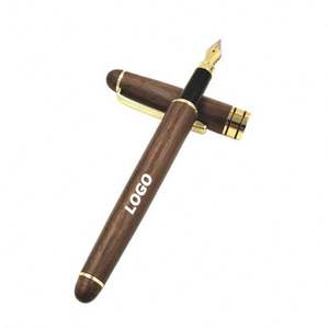 Stylo plume de luxe en bois de noyer rechargeable avec cartouche d'encre pour écrire, coffret cadeau, écologique, fait main - Product Image 1