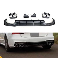 Kit Diffuser Bumper Belakang untuk Audi A7 2019 Upgrade ke Gaya S7 dengan Knalpot Quad Outlet dan Konversi Lip Tail Throat