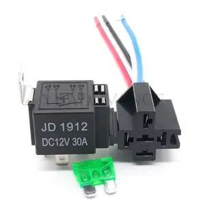 新到货电气SPST自动4针继电器JD1919 DC12V 30A带线束