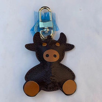 Porte-clés vintage en cuir PU, breloque animaux mignons (Lion, Tigre, Ours, Singe), pendentif pour sac, sac à dos, voiture, cadeau