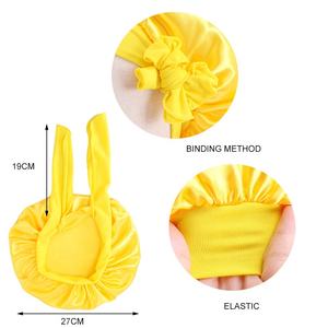 WD-A1233 solide Satin soie <span class=keywords><strong>Bonnet</strong></span> avec bande cravate bébé sommeil casquette nœud papillon enfants bébé <span class=keywords><strong>nuit</strong></span> sommeil casquette maquillage casquette enfants <span class=keywords><strong>bonnet</strong></span> <span class=keywords><strong>de</strong></span> <span class=keywords><strong>nuit</strong></span> - Product Image 4