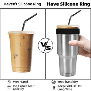 Manchon réutilisable en silicone pour café glacé avec anneau en silicone, compatible avec les gobelets <span class=keywords><strong>YETI</strong></span>/RTIC/BJPKPK de 30 oz – Vente en gros directe usine - Product Image 4