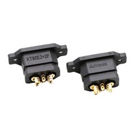 Conector Amass XT90E-F XT90E-M XT90E(2+2)-F para Montaje en Pared o Panel, Negro, IP40, Latón Chapado en Oro, 45A DC500V