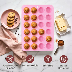 Molde de Silicona para Hornear, Apto para Lavavajillas y Horno, para 24 Mini Cupcakes y Muffins, Resistente a Altas Temperaturas, Utensilio de Cocina - Product Image 3