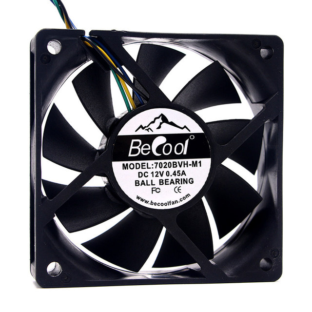 7020BVH-M1 High-Speed CPU Fan 7 cm 12 V Server Case Fan 4-Pin Temperature-Controlled Speed Regulation