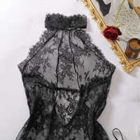 Set Babydoll Halter Tanpa Punggung Berbahan Lace Bulu Mata Wanita 2026