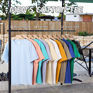 T-shirt pour homme, logo personnalisé, 100% coton, tricoté, haute qualité, couleur unie, coupe classique, col rond, style décontracté, design vierge - Product Image 2