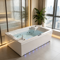 Baignoire de massage moderne haut de gamme en acrylique et PVC avec musique Bluetooth, contrôle thermostatique et kit complet de robinetterie cascade pour l'hôtellerie
