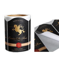 Etiquetas de Papel Autoadhesivas Impermeables Impresas Personalizadas, Etiquetas para Botellas con Logotipo en Relieve de Lámina Dorada, Rollo de Etiquetas para Vino, Cerveza y Whisky