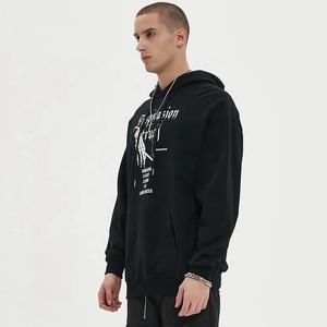 Felpa in cotone organico 100% pesante con cappuccio Design personalizzato per serigrafia 450gsm produttori di felpe da uomo - Product Image 3