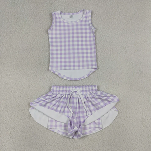 Nouveaux ensembles de vêtements pour bébés filles d'été, débardeurs sans manches en gingham décontractés et shorts papillon, 2 pièces, vêtements pour tout-petits, mode enfant - Product Image 4
