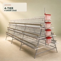 Cage à poules galvanisée à 4 niveaux et 4 portes pour poules pondeuses, cages pour animaux