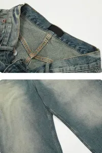 Wholesale Plain Jeans For Women Fashion Style Vintage Blue Washing Oversize Denim Pants Custom Brand Logo Women's Jeans