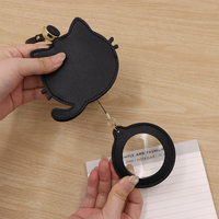 Étui Loupe Portable Haute Définition en Cuir PU avec Lanière, Motif Chat Mignon