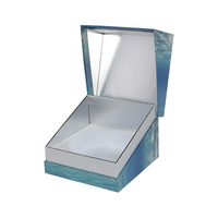 Boîte cadeau décorative de luxe en papier bleu sirène élégante, recyclable, avec laminage mat, emballage personnalisable en forme de coquille