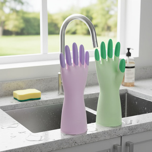 Household Dishwashing Gloves Waterproof <b>Rubber</b> Kitchen Gloves 31 Cm Length Durable Cleaning Protective Gloves - Product Image 1
