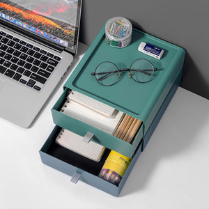 Caja organizadora de cosméticos, caja de almacenamiento de escritorio, caja de almacenamiento de plástico de varias capas para dormitorio de estudiantes, oficina. - Product Image 3