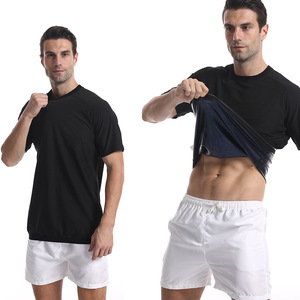 Tuta Termica da <span class=keywords><strong>Sauna</strong></span> <span class=keywords><strong>per</strong></span> Uomo con Pantaloncini e Maglietta, Fascia Dimagrante Corta <span class=keywords><strong>per</strong></span> Efficace Sudorazione - Product Image 1