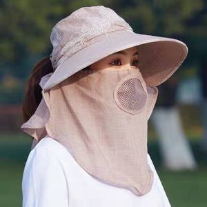 Sombrero de Ala Ancha para Mujer con Protección Facial, Protección Solar UV para Verano, Ciclismo al Aire Libre, Sombrero Transpirable para Recolectar Té con Protección para el Cuello - Product Image 4