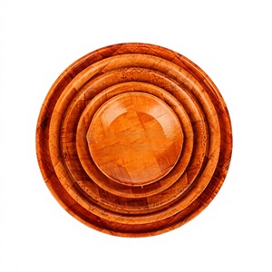 Bol à fruits, assiette à collation, saladier en bambou naturel pressé à haute température, design vintage, écologique, pour restaurant, hôtel, usage domestique - Product Image 4