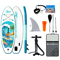 Planche à pagaie gonflable pour enfants de 9'6'', motif Surfing Boy, SUP junior de 31'' de large, planche stable de 5 pouces d'épaisseur, 290 cm