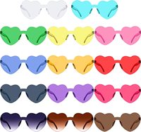 Lunettes sans monture de haute qualité en gros, monture en forme de cœur, transparentes, couleur bonbon, tendance, pour cadeaux de fête