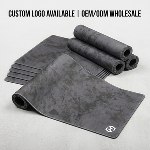 Tapis de bureau gris ciment minimaliste personnalisé XXL, tapis de souris de jeu imperméable avec bords cousus, logo OEM personnalisé, fabricant en gros - Product Image 4