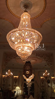 Lampes suspendues en cristal dorées antiques, usine de Zhongshan, décoration intérieure, lustre Empire, lampe arabe de taille moyenne pour l'éclairage d'hôtel