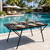 Table pliante de qualité supérieure en aluminium noir pour le camping en plein air, les événements et les centres de villégiature