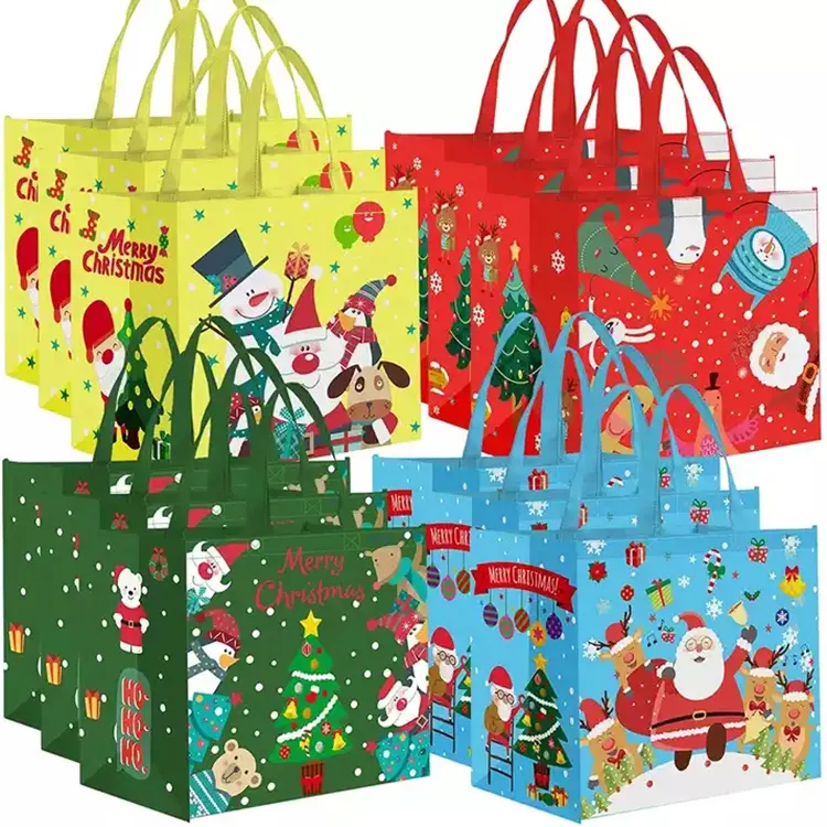 Sac cadeau de noël personnalisable, impression de Logo, stockage de snacks, sac cadeau Non tissé respectueux de l'environnement