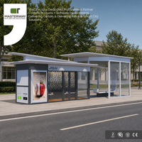 Abri de bus toutes saisons personnalisé avec salle d'attente climatisée, boîte lumineuse publicitaire et espace d'attente ouvert