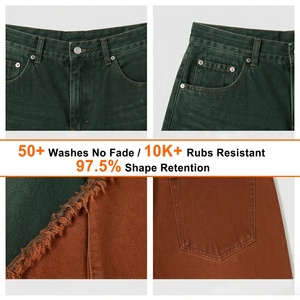 Pantalones Vaqueros de Mezclilla para Hombre, Estilo Urbano, Corte Asimétrico, Cintura Alta, Ajuste Holgado, con Parches, de Algodón de Peso Medio, Casuales, para Otoño, Personalizados OEM - Product Image 2