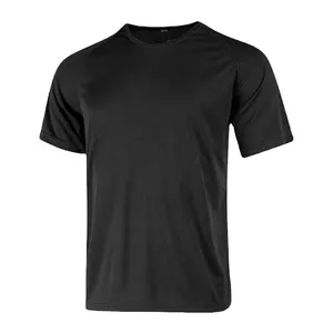 Camiseta negra de poliéster de manga corta con estampado personalizado para hombre, camiseta tejida informal en blanco de verano con cuello redondo bordado de punto con cuello redondo