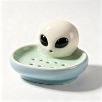 Ensemble tasse et soucoupe à café en céramique Alien, mignon mug à expresso sur le thème de l'espace avec plateau pour café et maison, hauteur 2,5-3 pouces