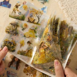 20 autocollants par paquet, décoration de <span class=keywords><strong>vacances</strong></span>, série Flower-Resting Dream, autocollants décoratifs à thème de personnage pour agenda et coque de téléphone - Product Image 4