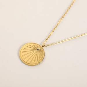 Wholesale New 18K Gold Stainless Steel PVD Plated Evil Eye Charm Pendant Necklace Link <strong>SunShine</strong> Compass North Star Coin <strong>Gift</strong> - Product Image 6