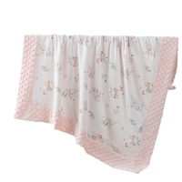 Couverture douce pour nouveau-né en minky, avec dos à pois pour berceau et poussette, double couche