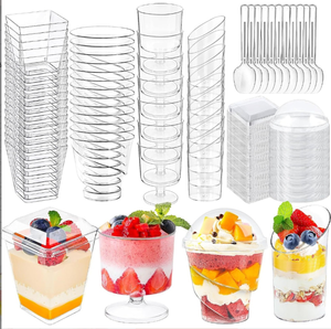 Vaso Transparente de Plástico para Mousse, Vaso Desechable para Postre, Contenedor Cuadrado para Golosinas de Fiesta, para Cumpleaños y Bodas - Product Image 1