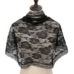 स्पेनिश शैली पुष्प फीता मैटिला कैथोलिक चर्च का घूंघट नरम सिर महिलाओं के लिए लेटिन मास प्रार्थना हेडस्कार्फ - Product Image 4