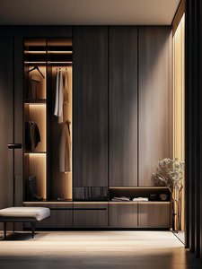 <span class=keywords><strong>Dressing</strong></span> de luxe avec îlot à bijoux, armoire en verre trempé, espace vestiaire privé pour manoir - Product Image 2