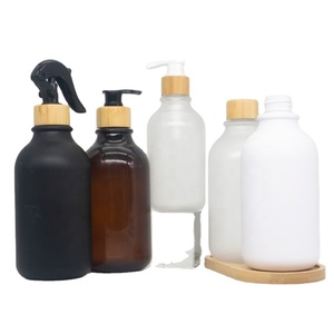240ml/8oz 480ml/16oz <b>Clear</b> Frost Eco-friendly Glass Spray Bottle Bamboo Lid Dropper Cap Screen Printing for Facial Cleanser Face - Product Image 5