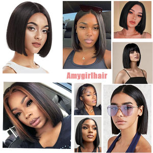 Perruque courte en cheveux vietnamiens en gros, fermeture en dentelle 4x4, dentelle transparente, lisse, sans colle, 100% cheveux humains européens, 180% - Product Image 5