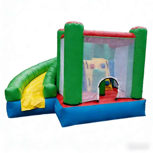 Château gonflable classique vert-rouge en PVC écologique avec toboggan latéral, qualité commerciale, pour enfants et <span class=keywords><strong>collectivités</strong></span> - Product Image 1