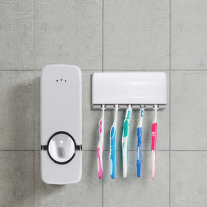 Wholesale 2026 Eco-Friendly Automatic <b>Toothpaste</b> <b>Dispenser</b> and Holder Two-piece Plastic Bathroom Wall Accessories - Product Image 2