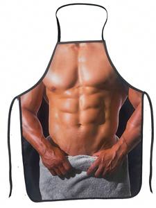 Tablier de femme sexy et créatif Tablier d'homme musclé drôle imperméable à l'eau Tablier de cuisine de fête Cuisine chasuble Nettoyage de la maison - Product Image 3