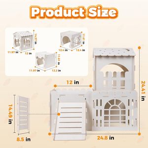 Wooden Rabbit <b>House</b> Villa Multifunctional Pet <b>Bed</b> For Medium Rabbits And Guinea Pigs - Product Image 2