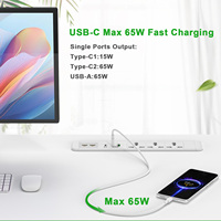 Multiprise universelle encastrable 3 prises CA 65W PD USB-C, rallonge de bureau dissimulée dans les meubles, prise de données