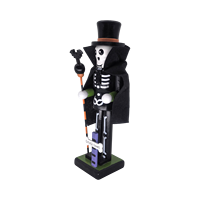 Figurines d'Halloween en bois : Casse-noisette, momie, chat noir, citrouille, squelette, sorcière – Décoration de bureau et de table pour fête d'Halloween