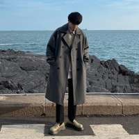 Manteau long en laine pour homme automne-hiver, style coréen, imperméable, double boutonnage, épais
